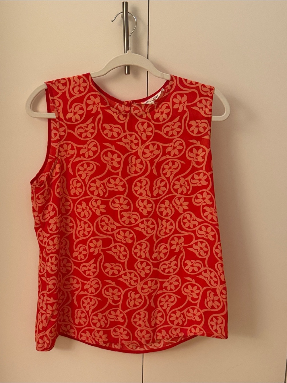 Diane Von Furstenberg Red & Cream Floral-Print Sleeveless Camisole